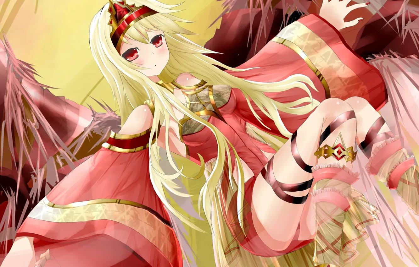 Photo wallpaper look, girl, decoration, wings