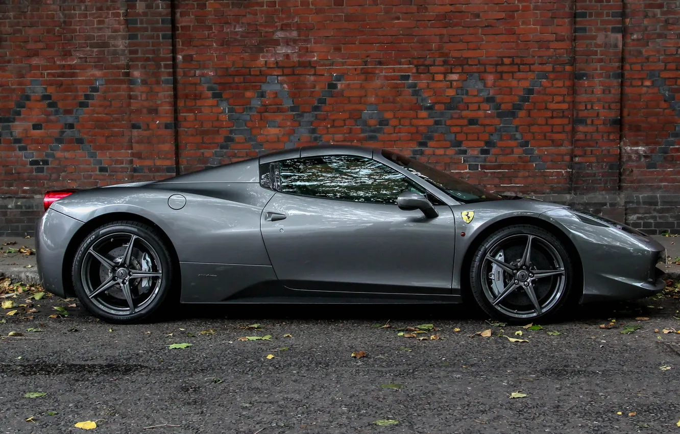 Photo wallpaper Ferrari, 458, grey, London, Supercars, Silverstone, Spider, Grigio