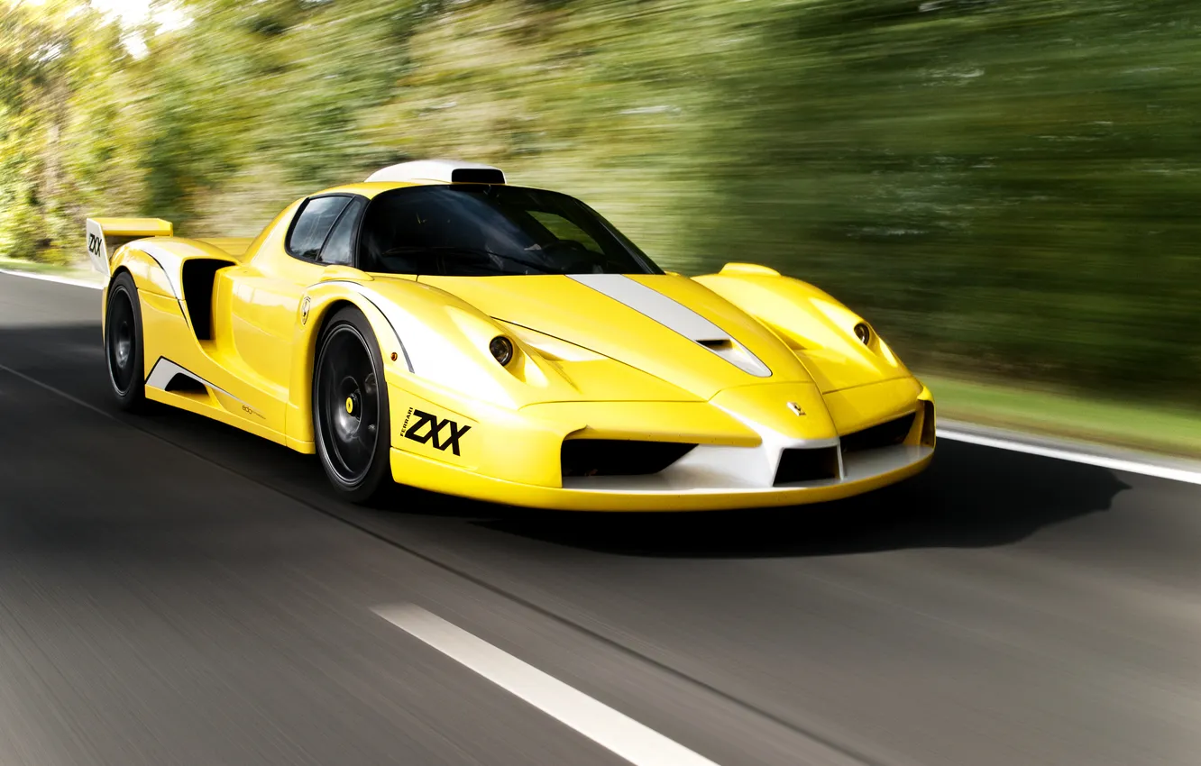 Photo wallpaper road, yellow, Ferrari, Ferrari, road, enzo, yellow, Supercar