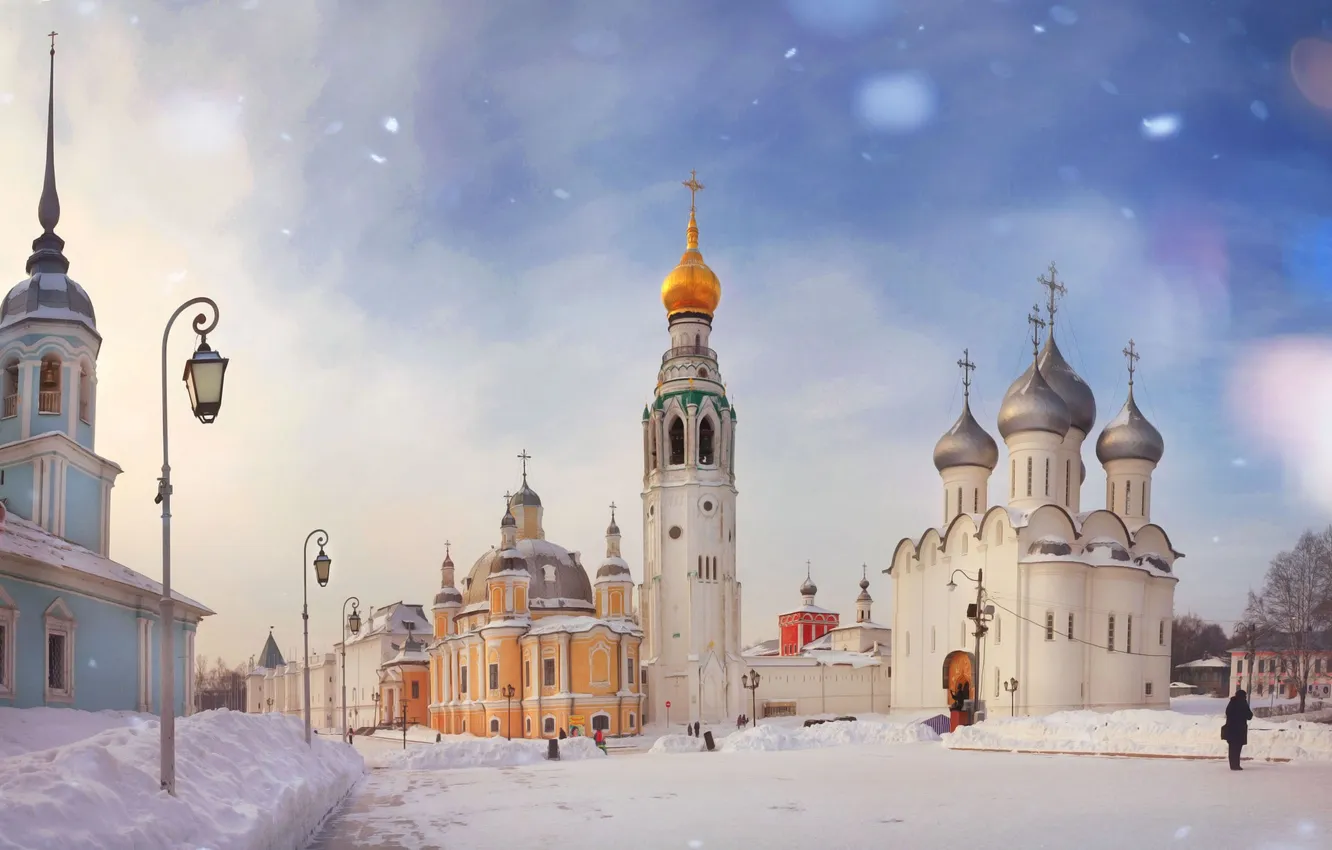 Photo wallpaper ice, golden, cross, history, god, church, exterior, facade