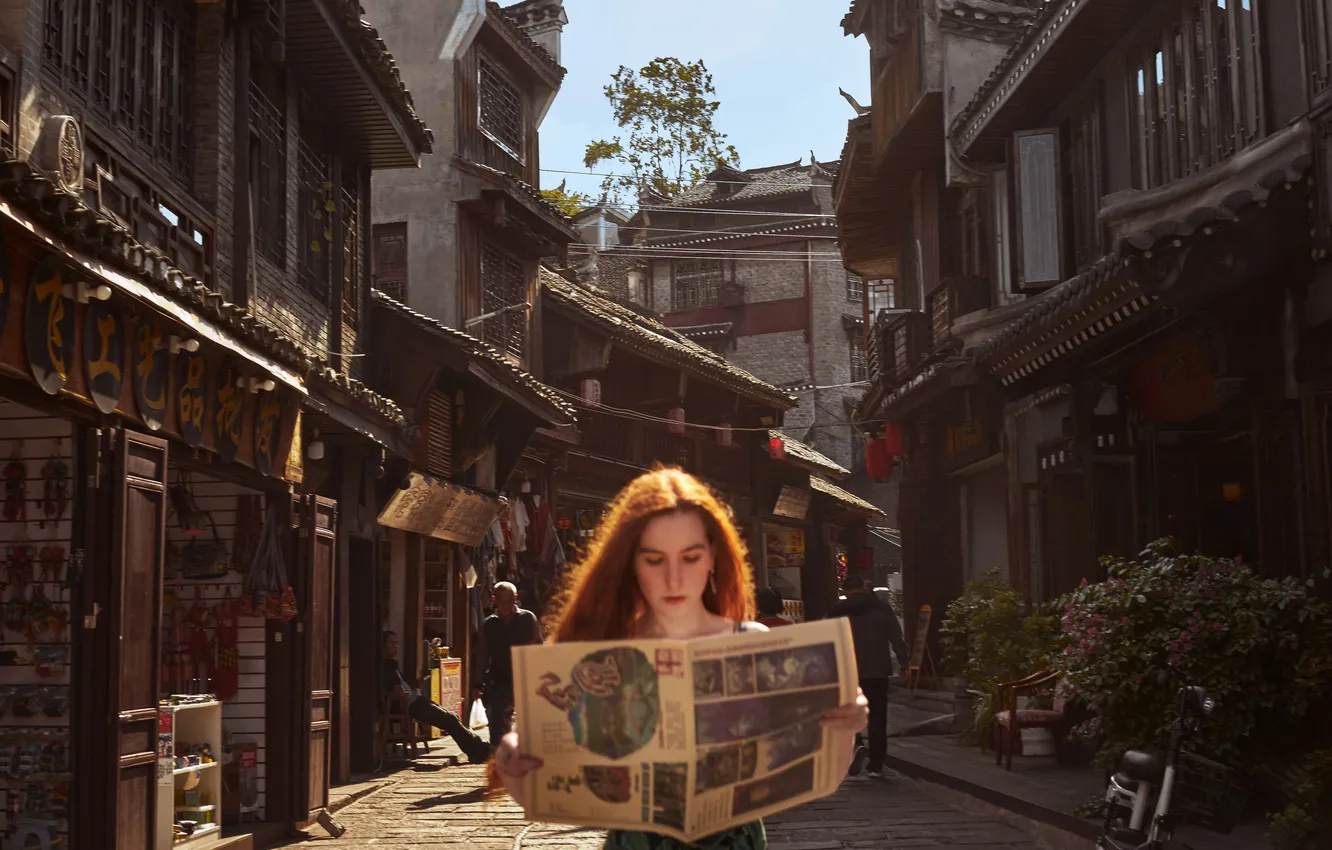 Photo wallpaper red, Fenghuang, Natalia Yankelevich