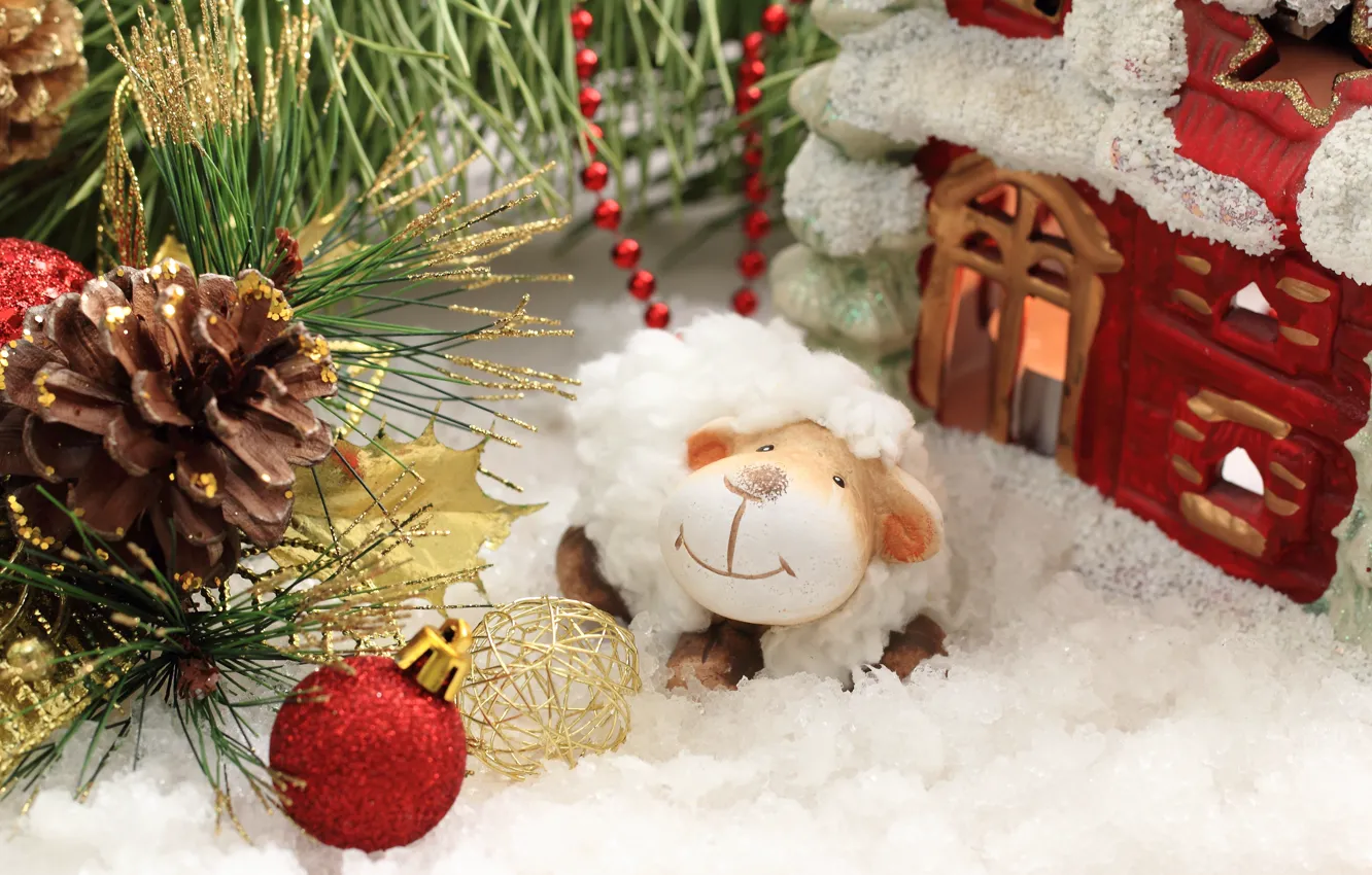 Photo wallpaper decoration, new year, sheep, New Year, sheep, decoration, Happy, 2015