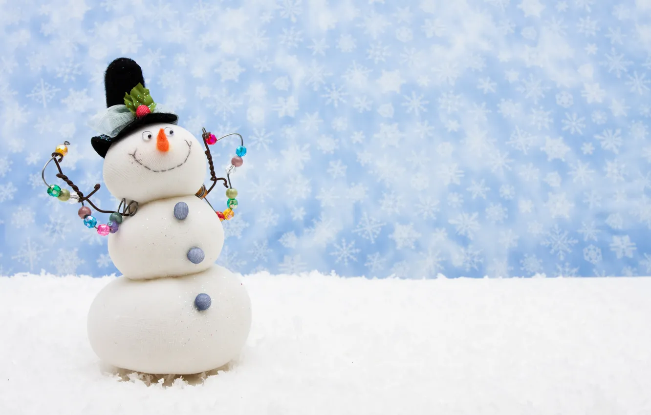 Photo wallpaper snow, scarf, Christmas, New year, snowman, new year, Christmas, snowflake