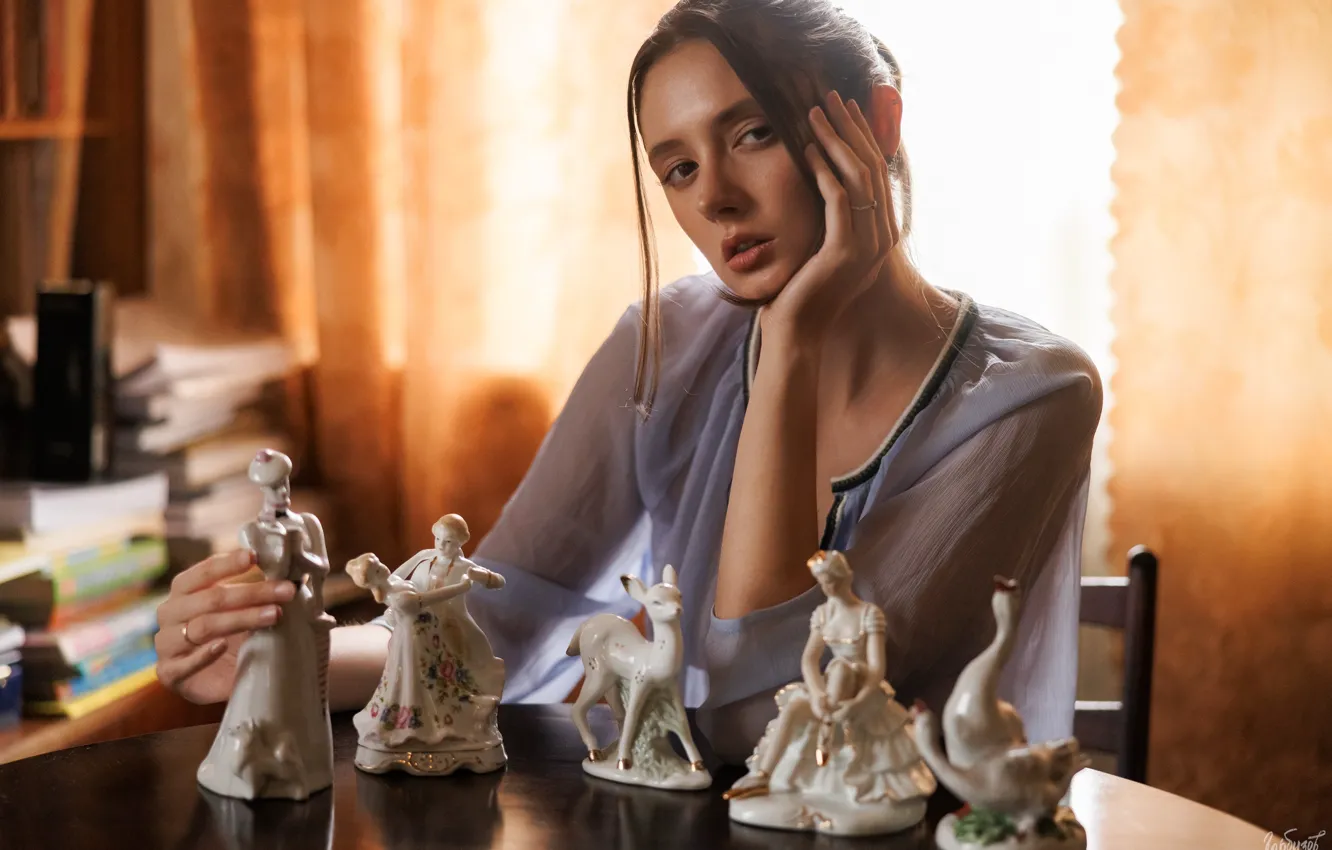 Photo wallpaper look, girl, pose, mood, hands, figurine, Disha Shemetova, Ilya Garbuzov
