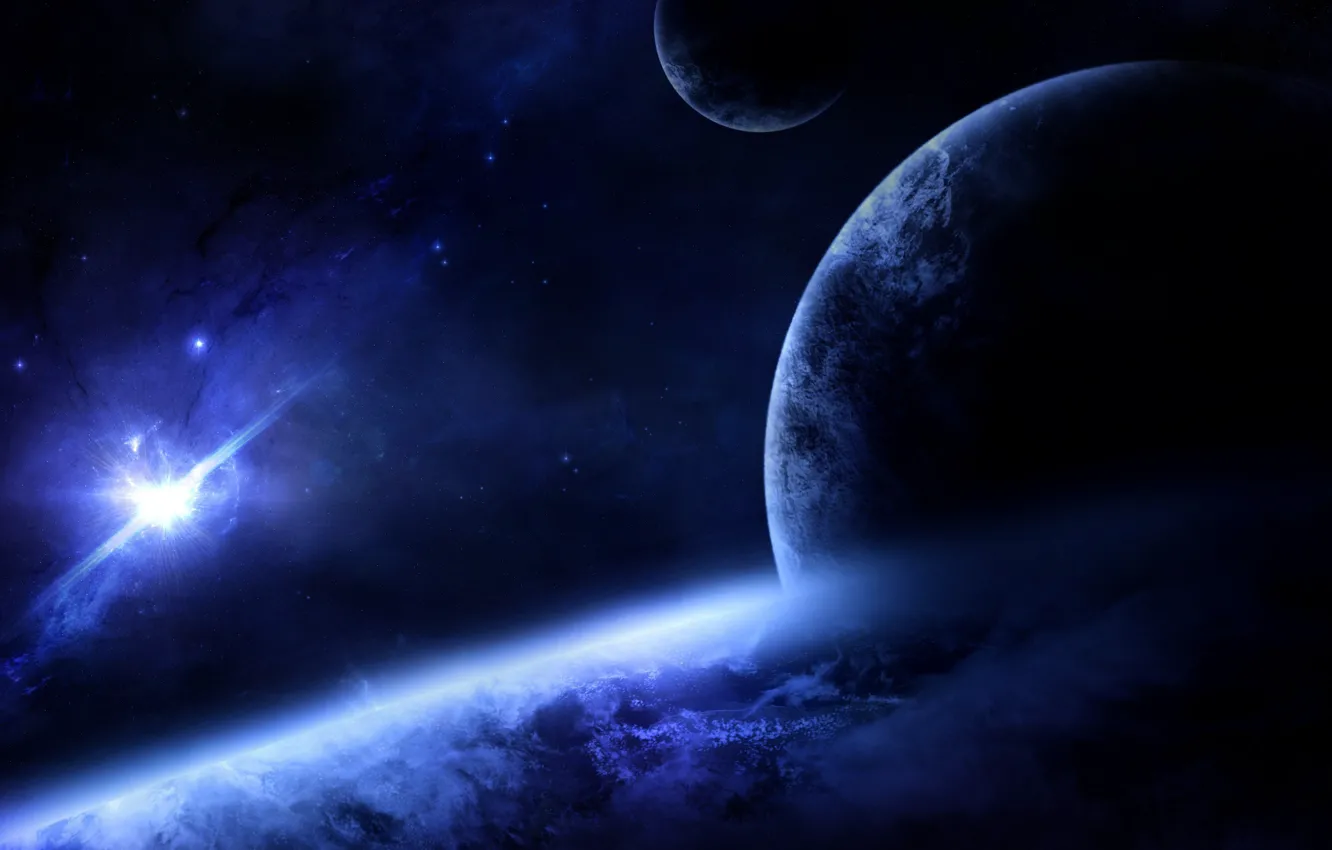 Photo wallpaper space, planet, satellite, the atmosphere, orbit, Supernova