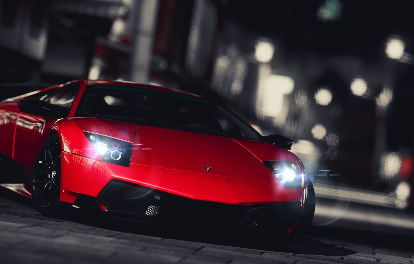 Photo wallpaper red, lamborghini, murcielago