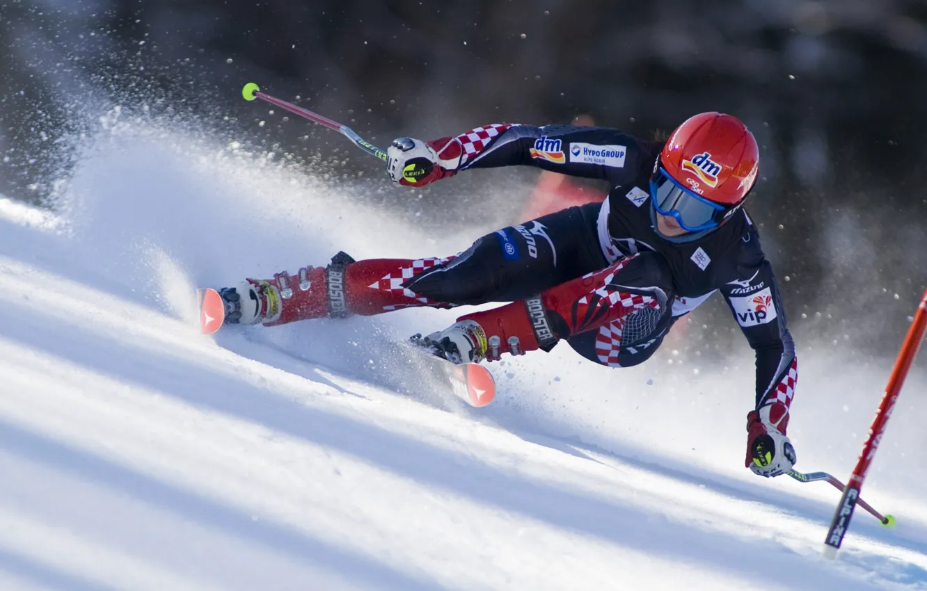 Photo wallpaper snow, race, speed, ski, sportswear