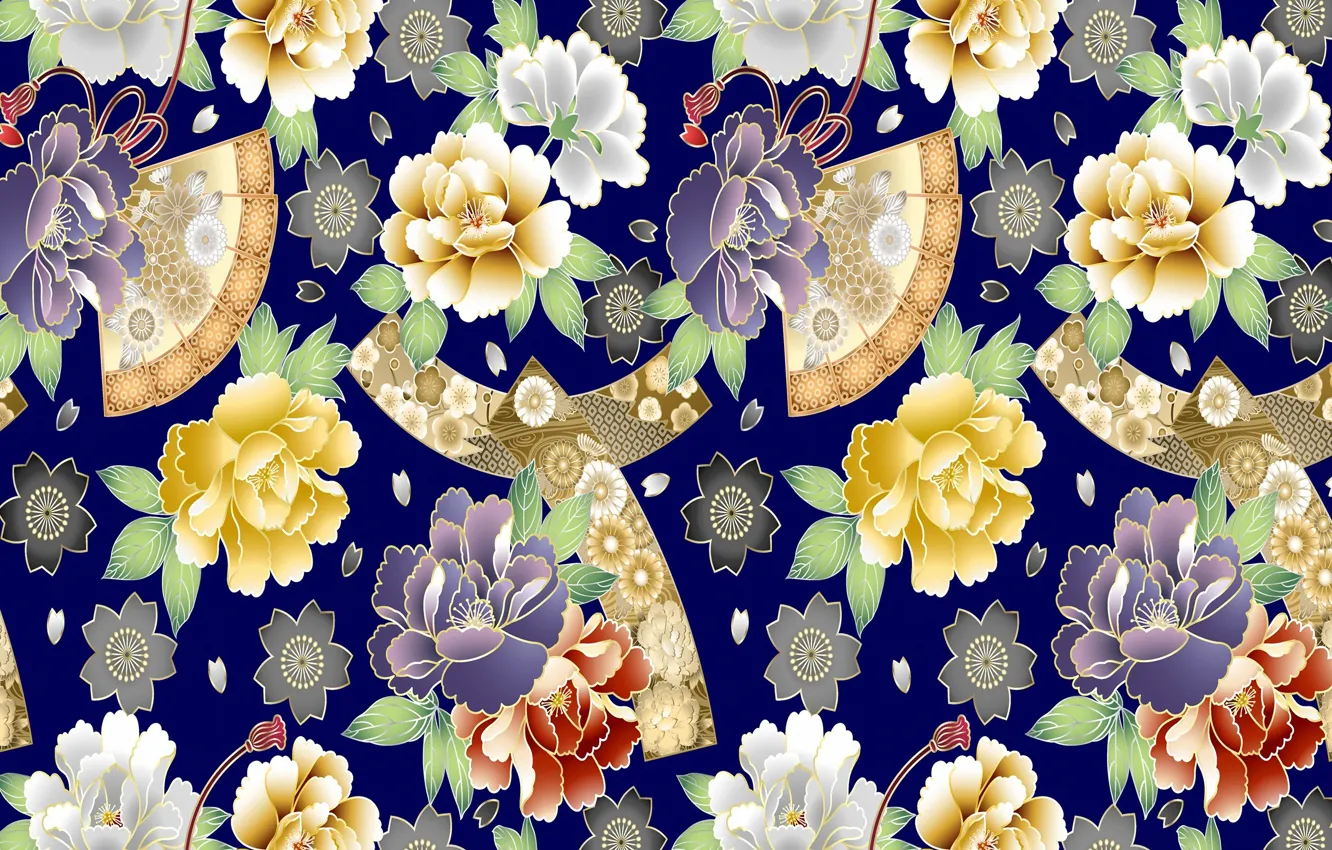 Photo wallpaper leaves, flowers, vector, texture