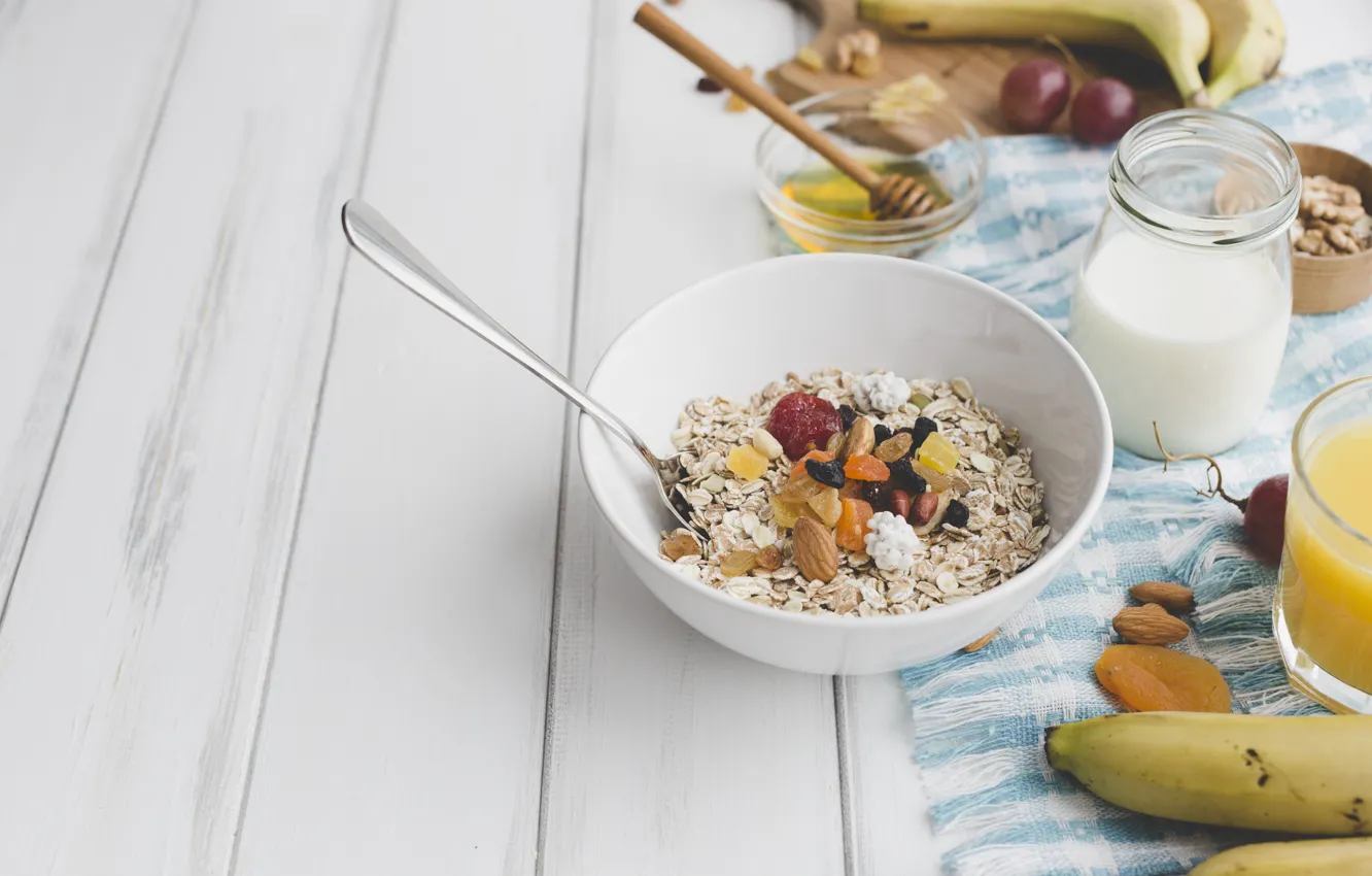 Photo wallpaper Breakfast, fruit, cereal