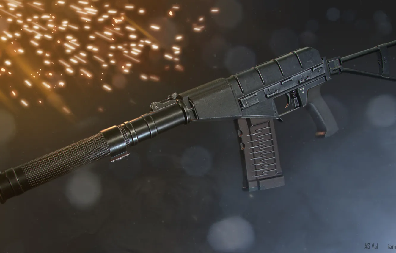 Photo wallpaper rendering, weapons, machine, gun, weapon, render, assault rifle, As Val