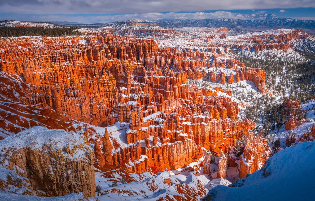 Photo wallpaper landscape, winter, snow, canyon