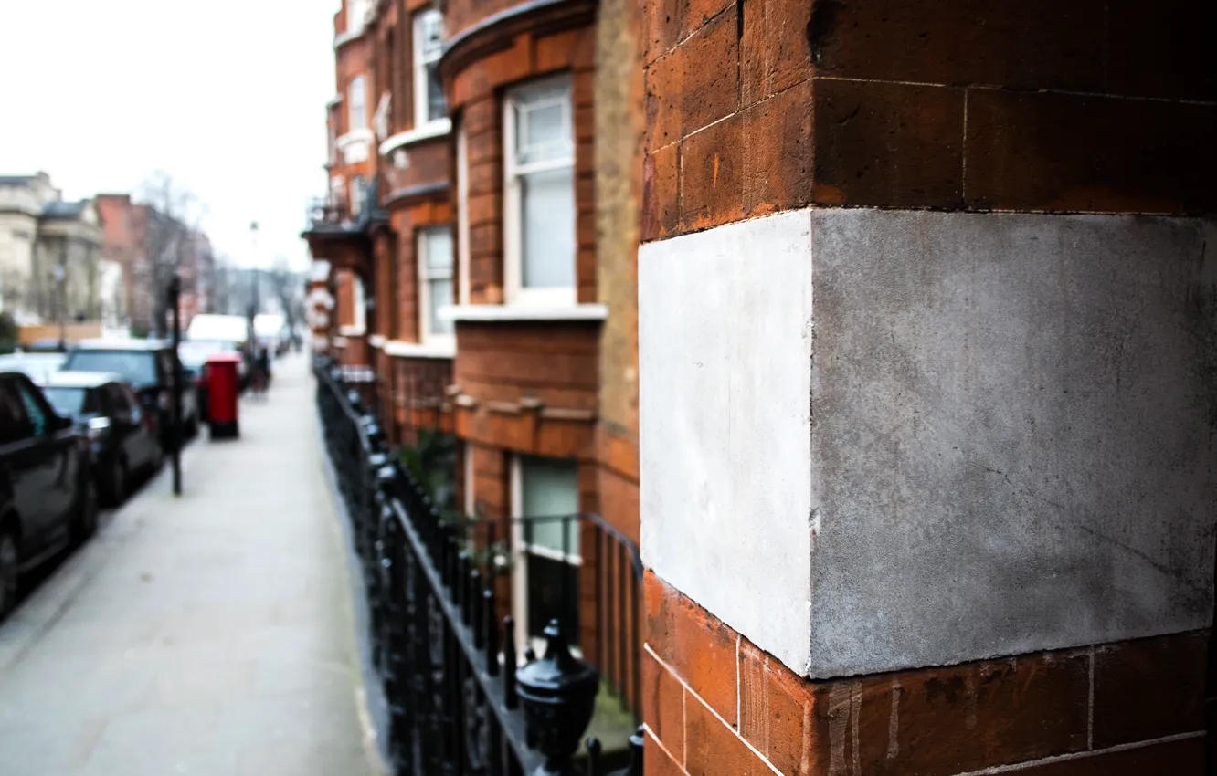Photo wallpaper wall, street, London, building, home, brick, angle, London