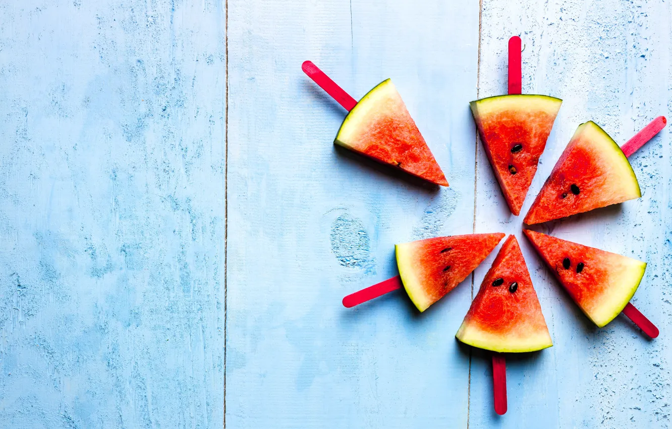 Photo wallpaper watermelon, slices seeds, cloves seeds, mint, watermelon