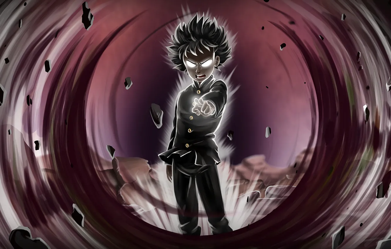 Photo wallpaper fragments, power, anger, Mob Psycho 100, Kageyama Shigeo, Mob psycho 100