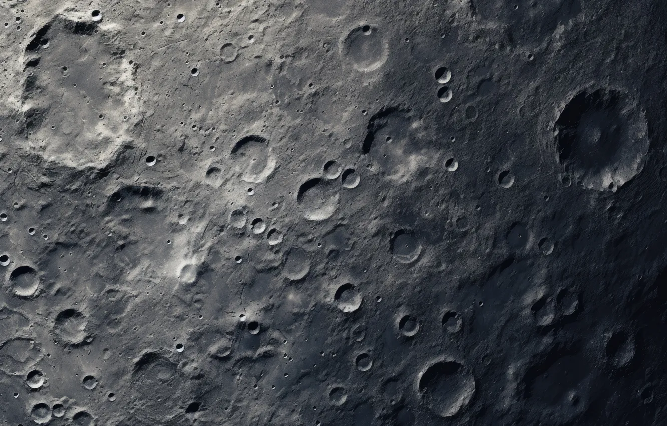 Photo wallpaper moon, craters, natural satellite