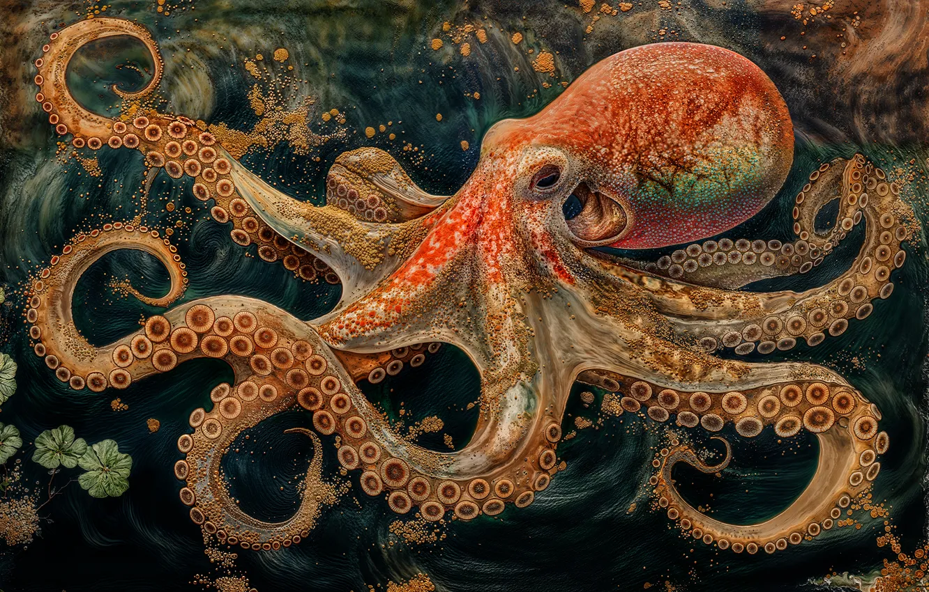 Photo wallpaper octopus, AI art, neural network