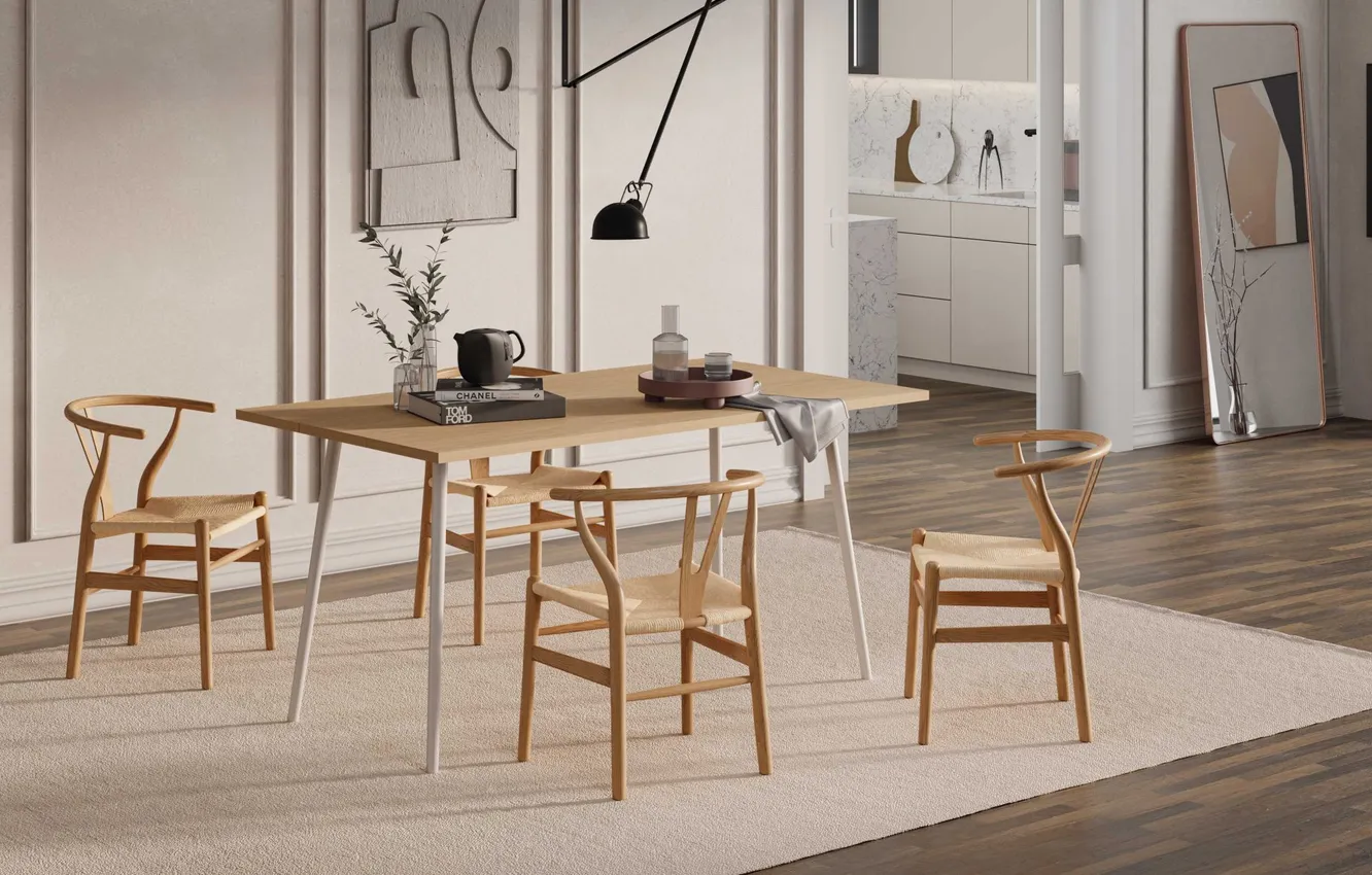 Photo wallpaper design, style, room, Villa, interior, dining room