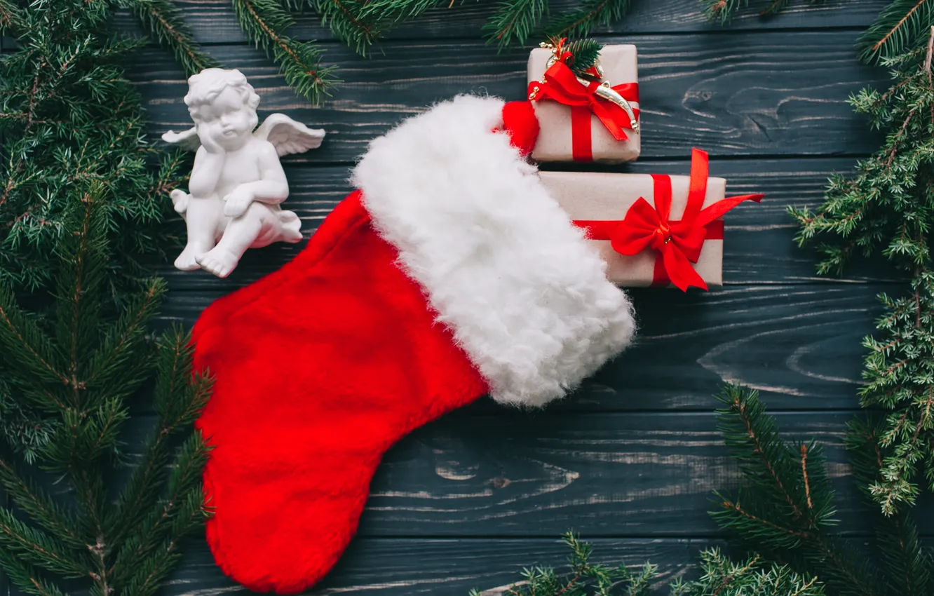 Photo wallpaper decoration, gift, new year, Christmas, Christmas, wood, New Year, gift