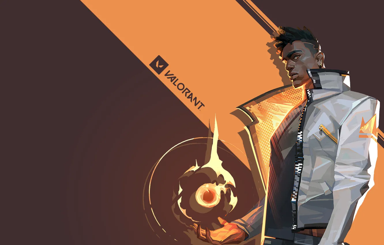 Photo wallpaper lights, background, art, guy, Valorant