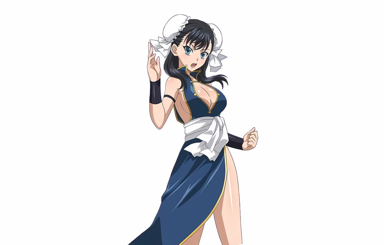 Photo wallpaper girl, sexy, cleavage, long hair, dress, boobs, sexy girl, anime