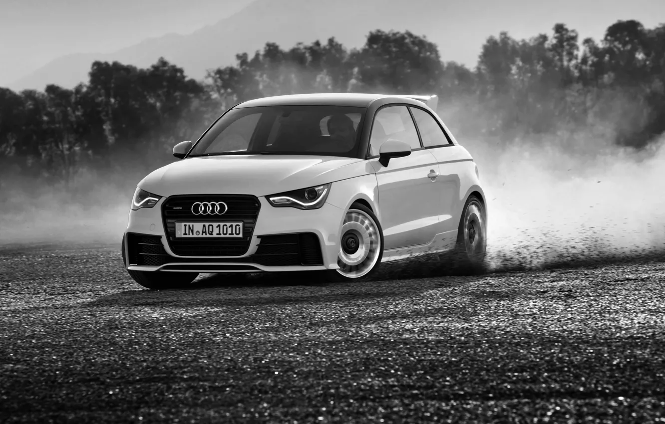 Photo wallpaper Audi, Audi, Skid, Black and white, quattro