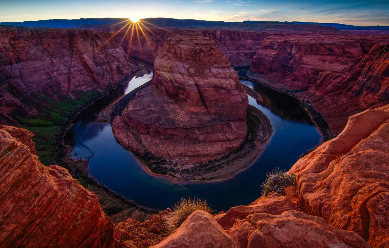 Photo wallpaper nature, river, canyon, Arizona, COLORADO RIVER, red dessert, Horse shoe bend