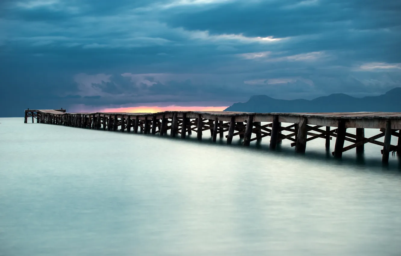 Photo wallpaper sky, bridge, water, Spain, Mallorca