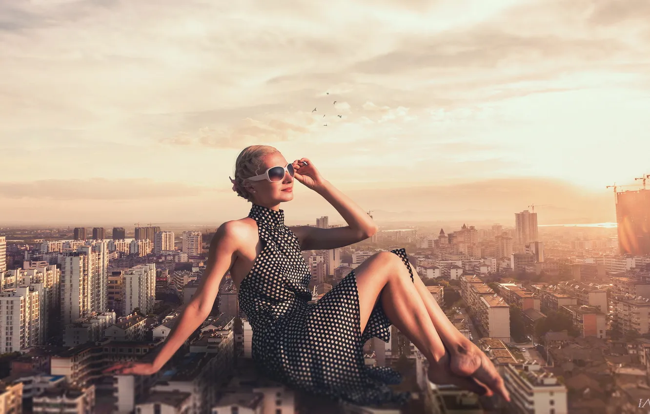 Photo wallpaper city, model, selfie, selfish