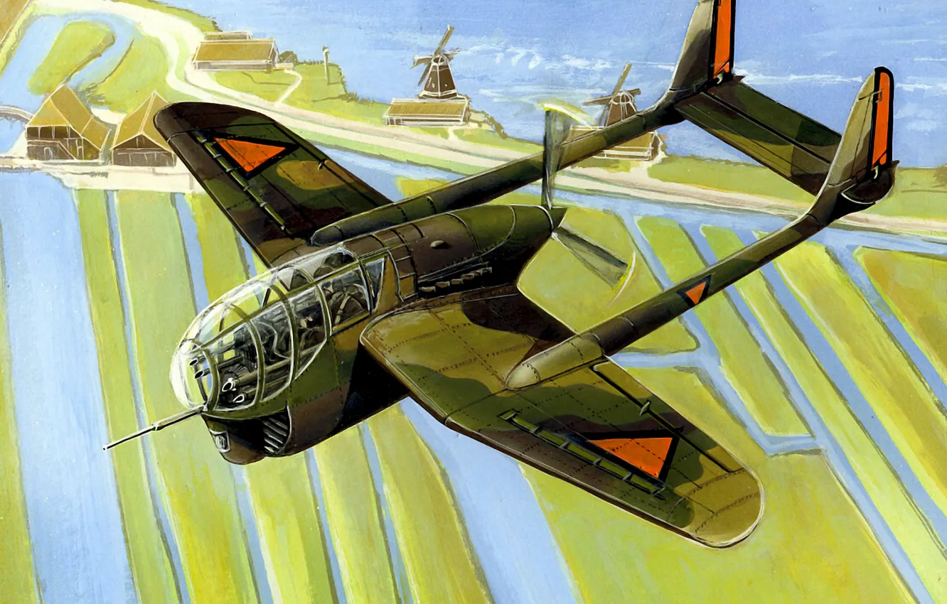 Photo wallpaper art, airplane, painting, aviation, De Schelde S-21