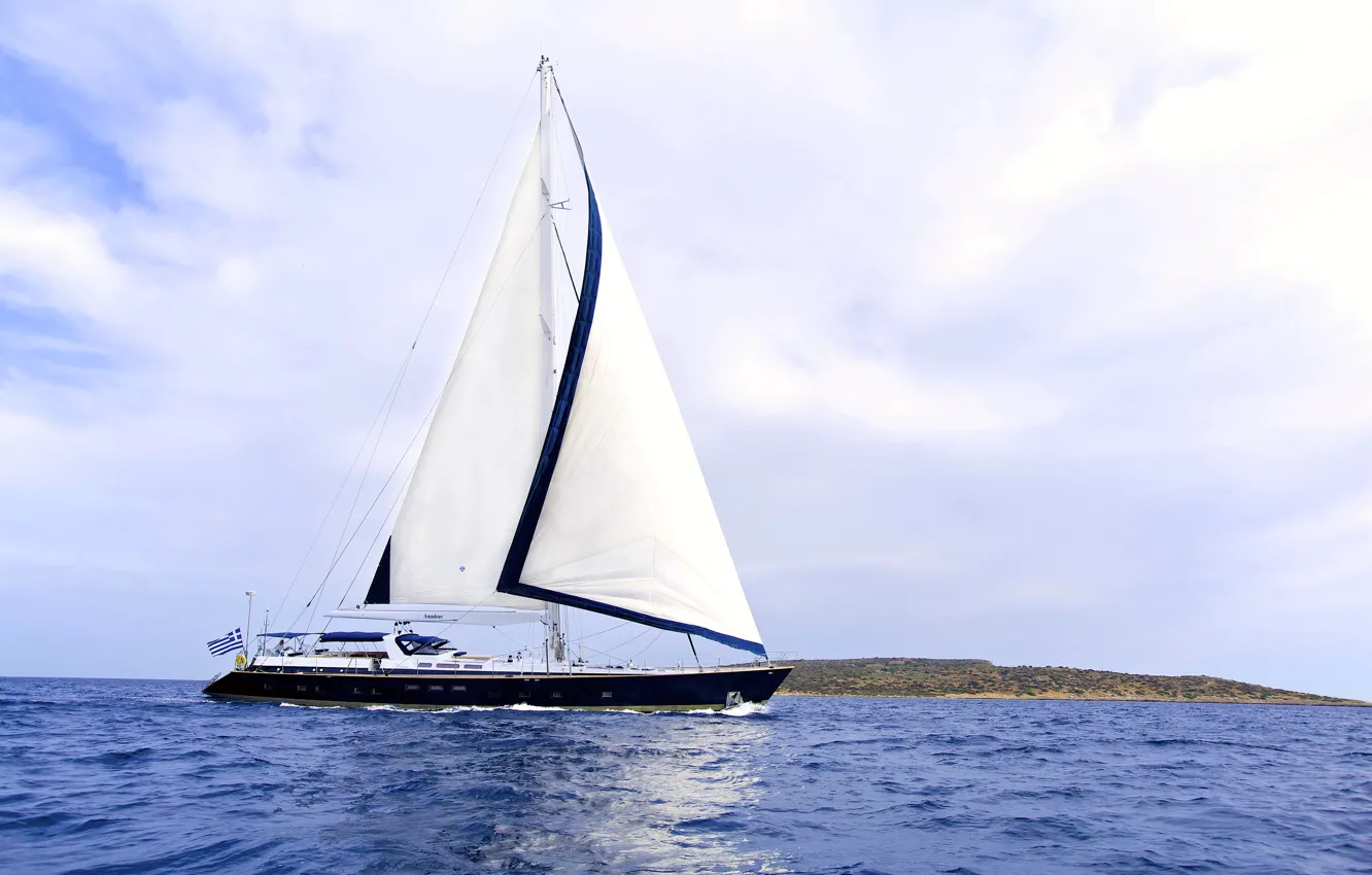 Photo wallpaper view, Greece, sailing yacht, Dynamique Yacht Amadeus