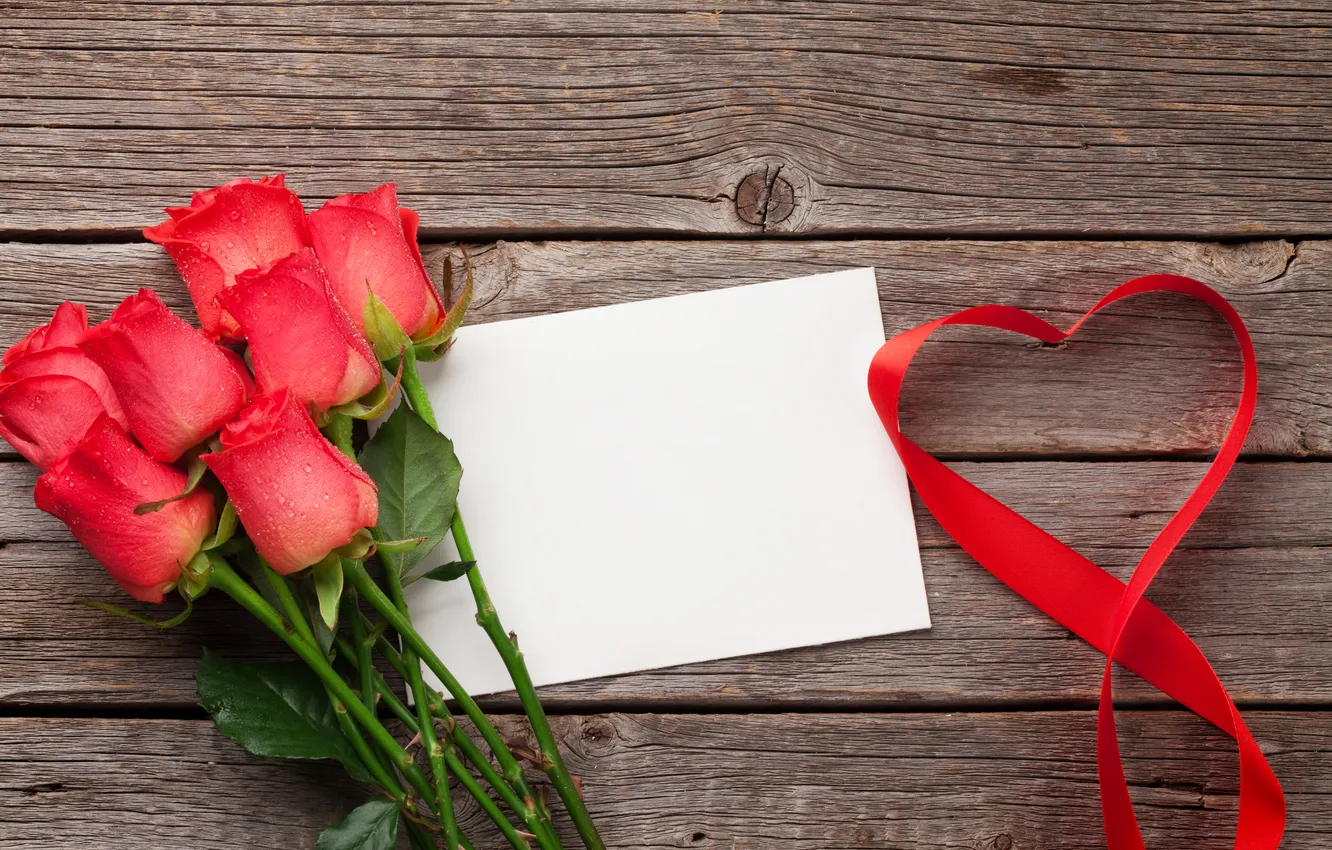 Photo wallpaper love, flowers, gift, romance, heart, roses, tape, love