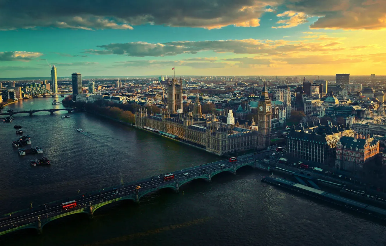 Photo wallpaper city, river, scenery, London, Themes