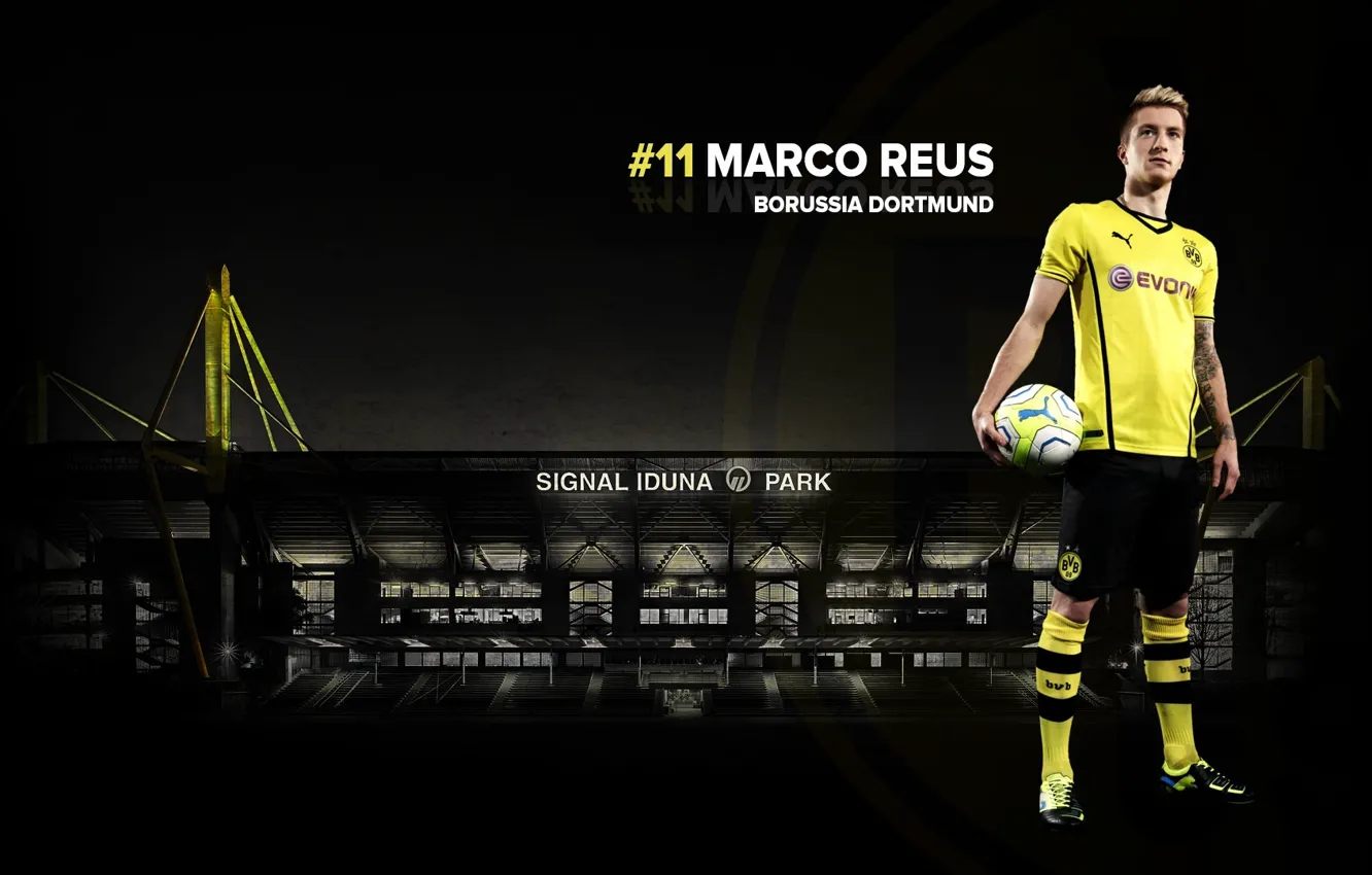 Photo wallpaper wallpaper, football, player, Sport, Borussia Dortmund, Marco Reus, Signal Iduna Park