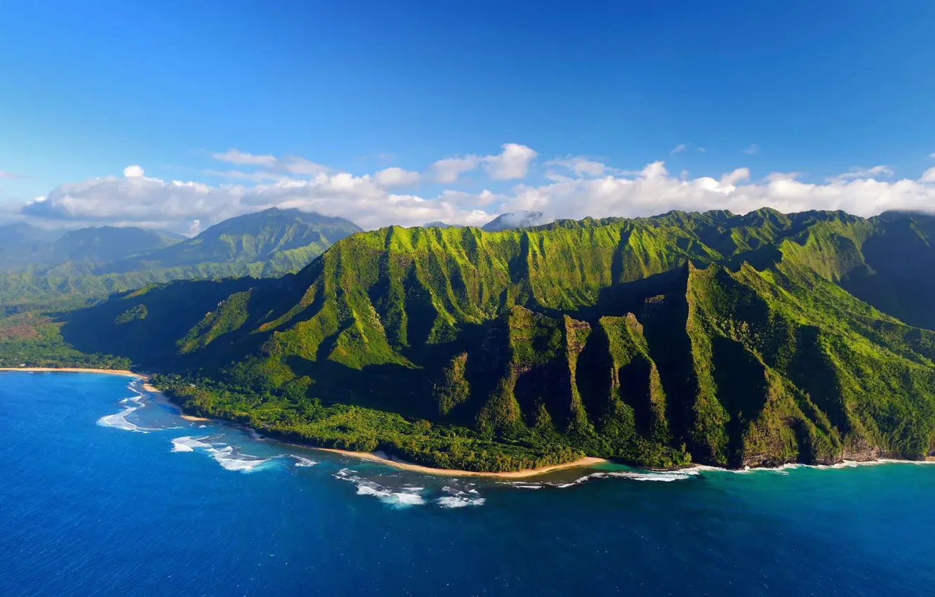 Photo wallpaper sea, mountains, Hawaii