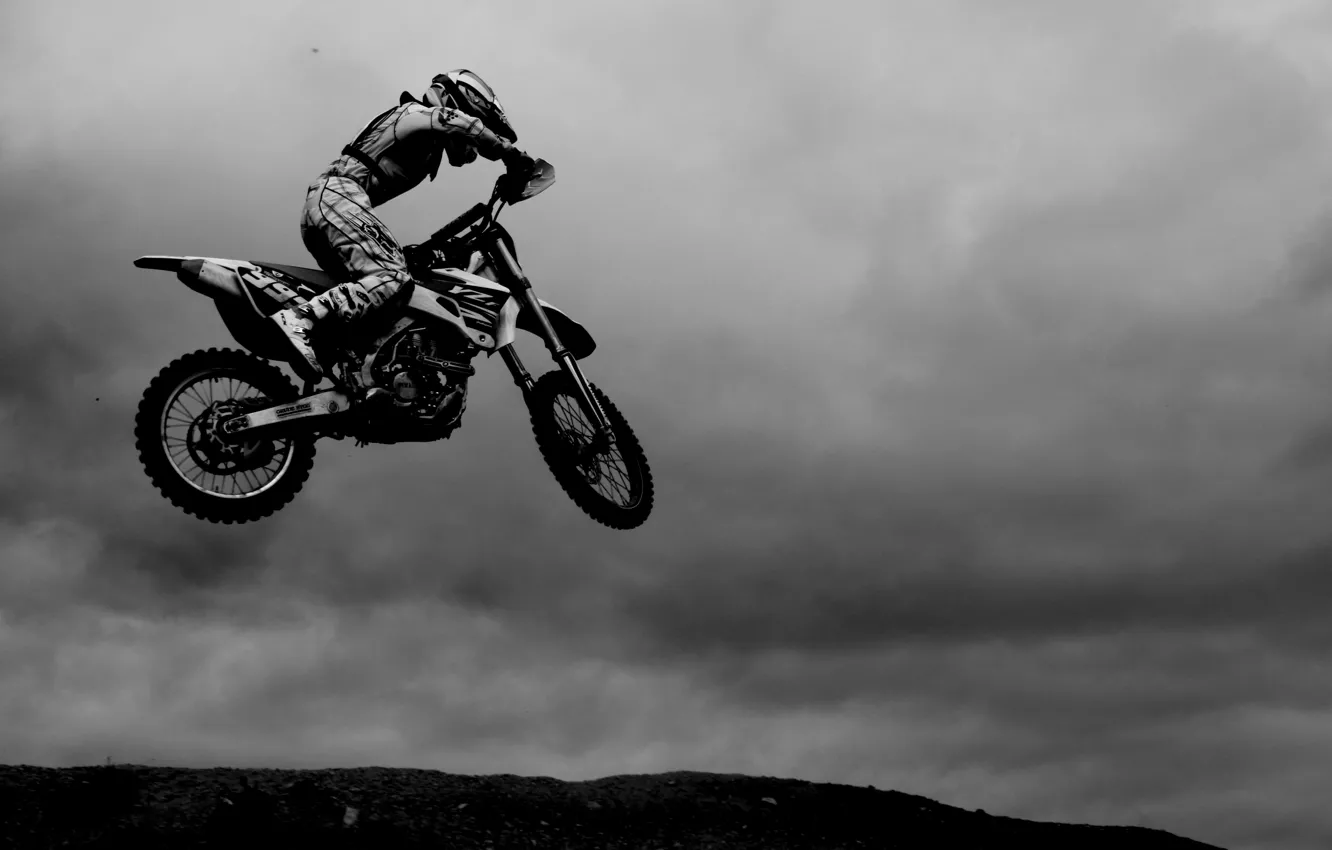 Photo wallpaper white, black, jump, Motocross