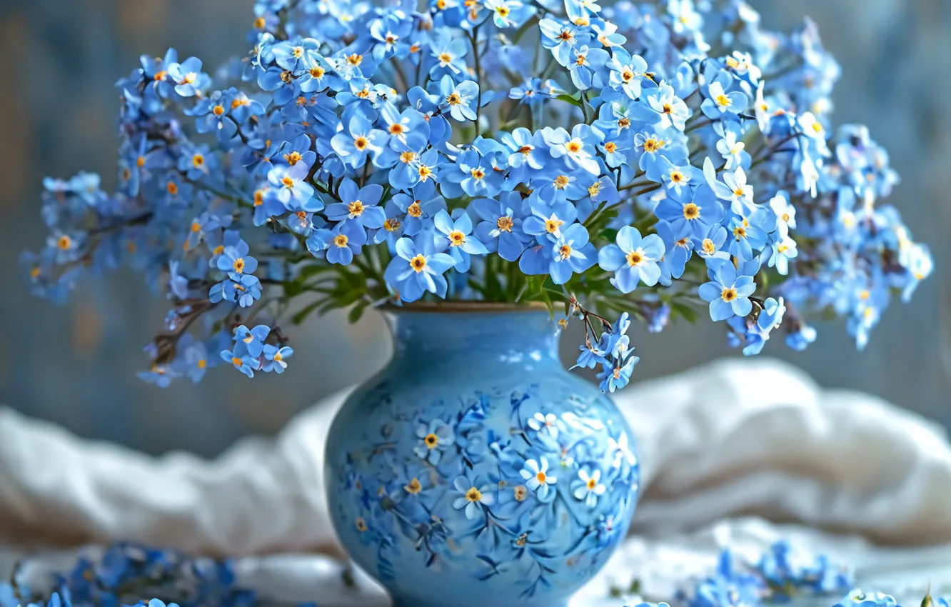 Photo wallpaper flowers, forget-me-nots