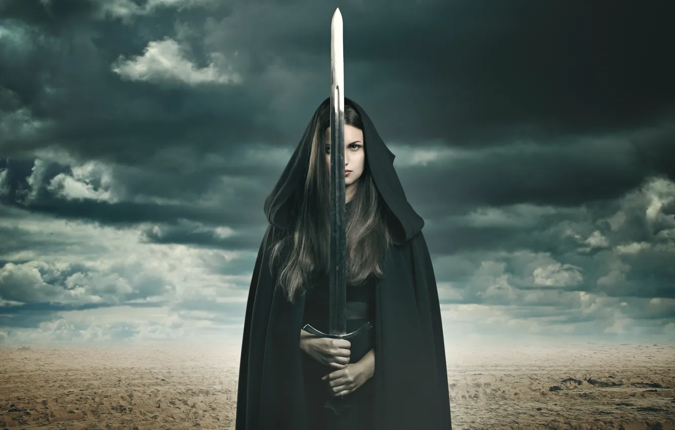 Photo wallpaper sword, pose, female