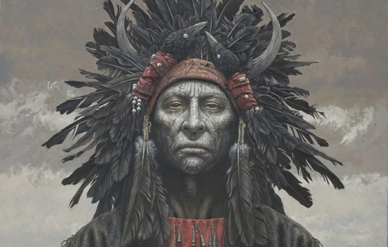 Photo wallpaper art, Native American, kirby sadler, The Chief