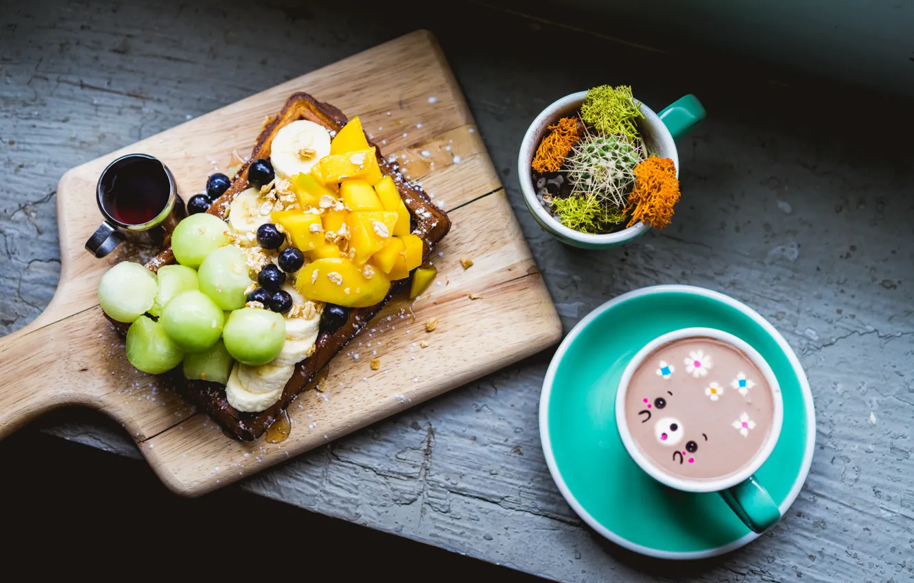 Photo wallpaper coffee, Breakfast, sandwiches