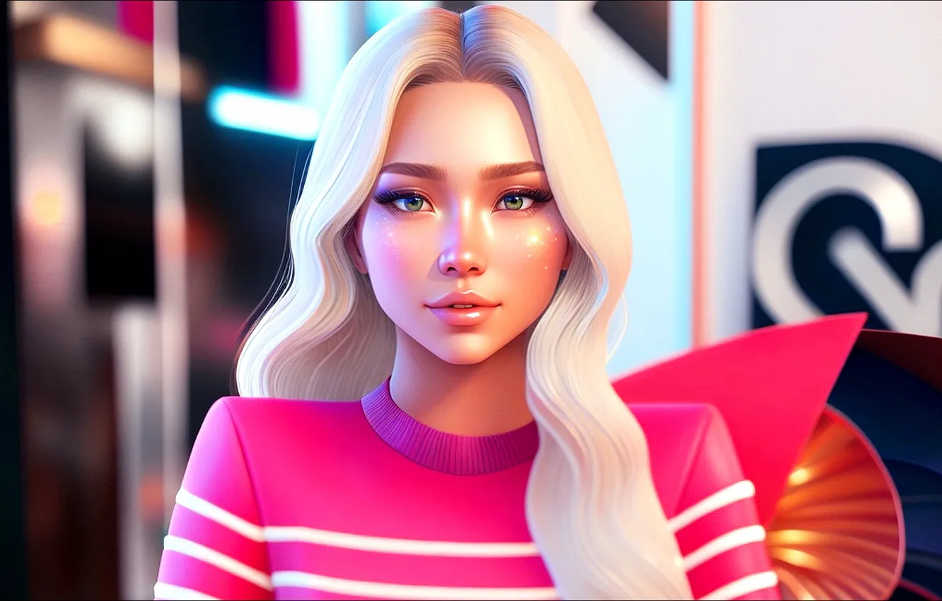 Photo wallpaper girl, blonde, AI Art