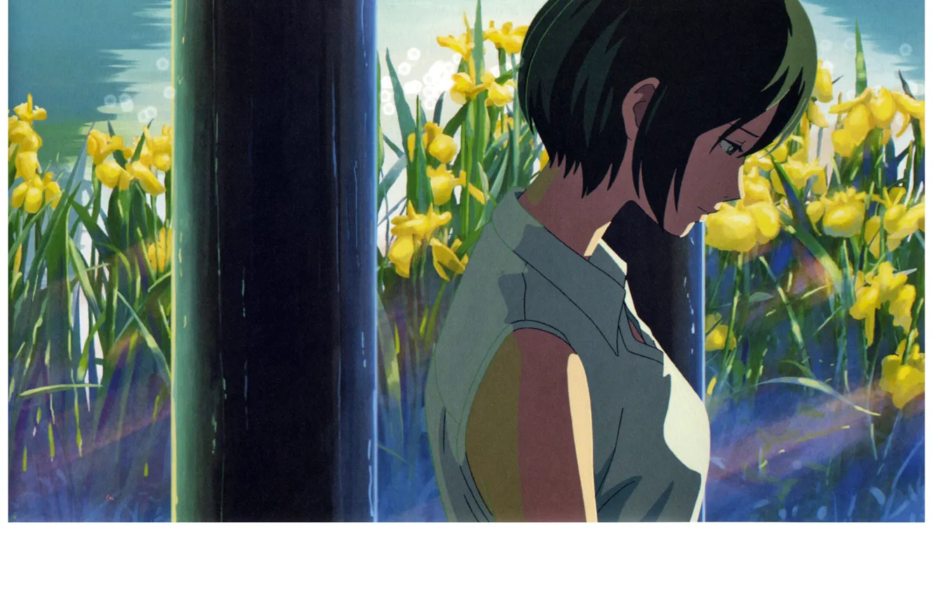 Photo wallpaper Park, profile, gazebo, iris, Kotonoha no Niwa, Garden of fine words, The Load Was The …