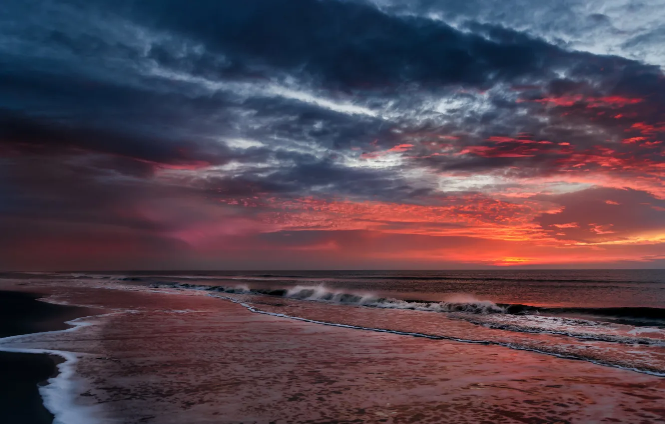 Photo wallpaper sea, landscape, sunset