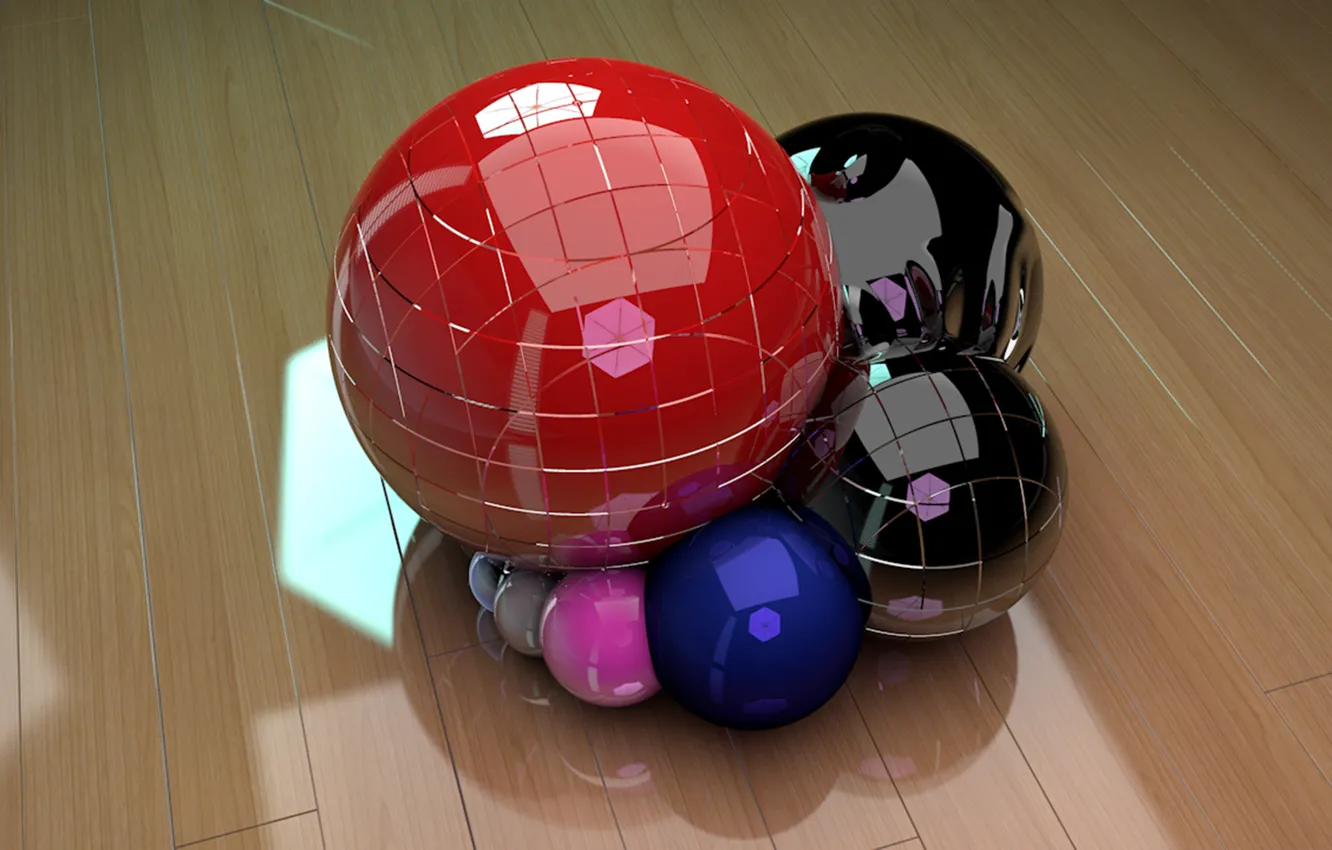Photo wallpaper balls, floor, multicolored