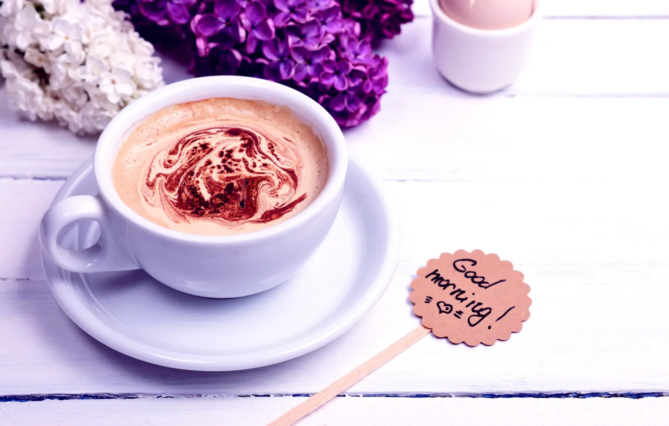 Photo wallpaper flowers, coffee, morning, Cup, flowers, cup, coffee, good morning