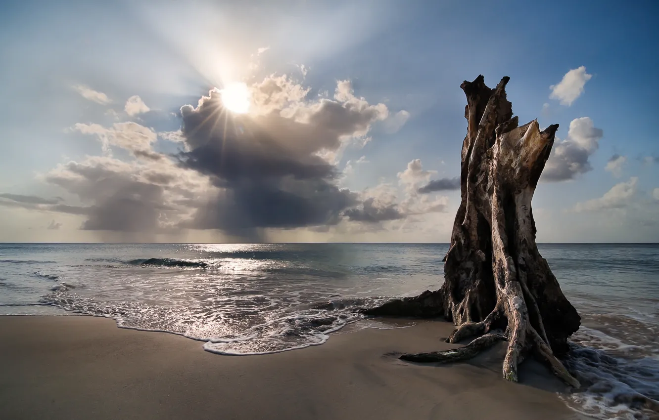 Photo wallpaper beach, the sky, clouds, surf, Nicaragua, Islas De Maiz