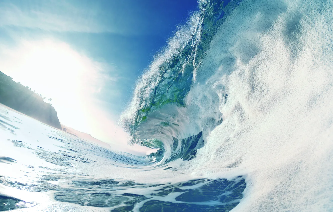 Photo wallpaper sea, foam, squirt, wave