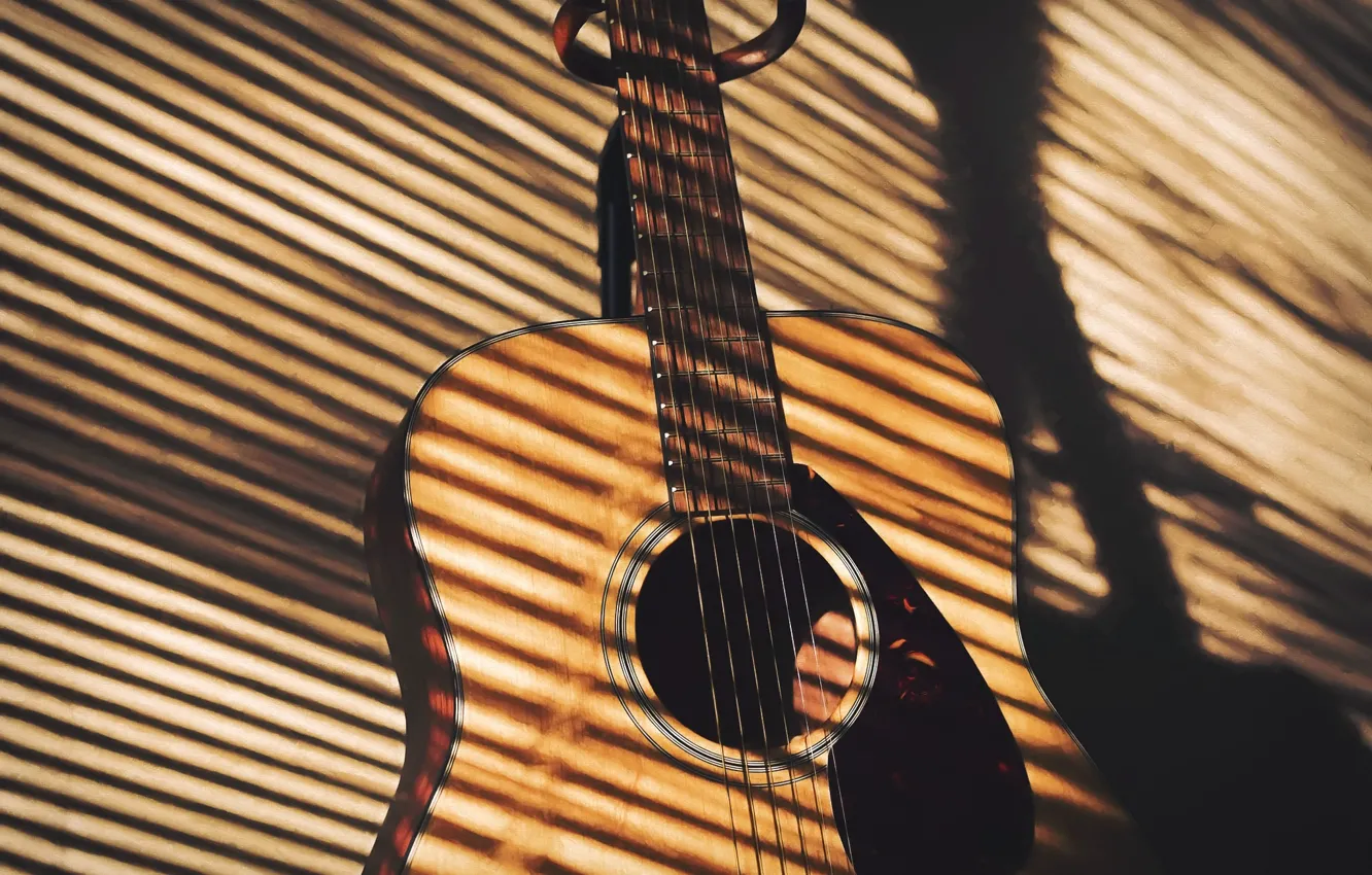 Photo wallpaper light, guitar, shadow, Music to my Eyes