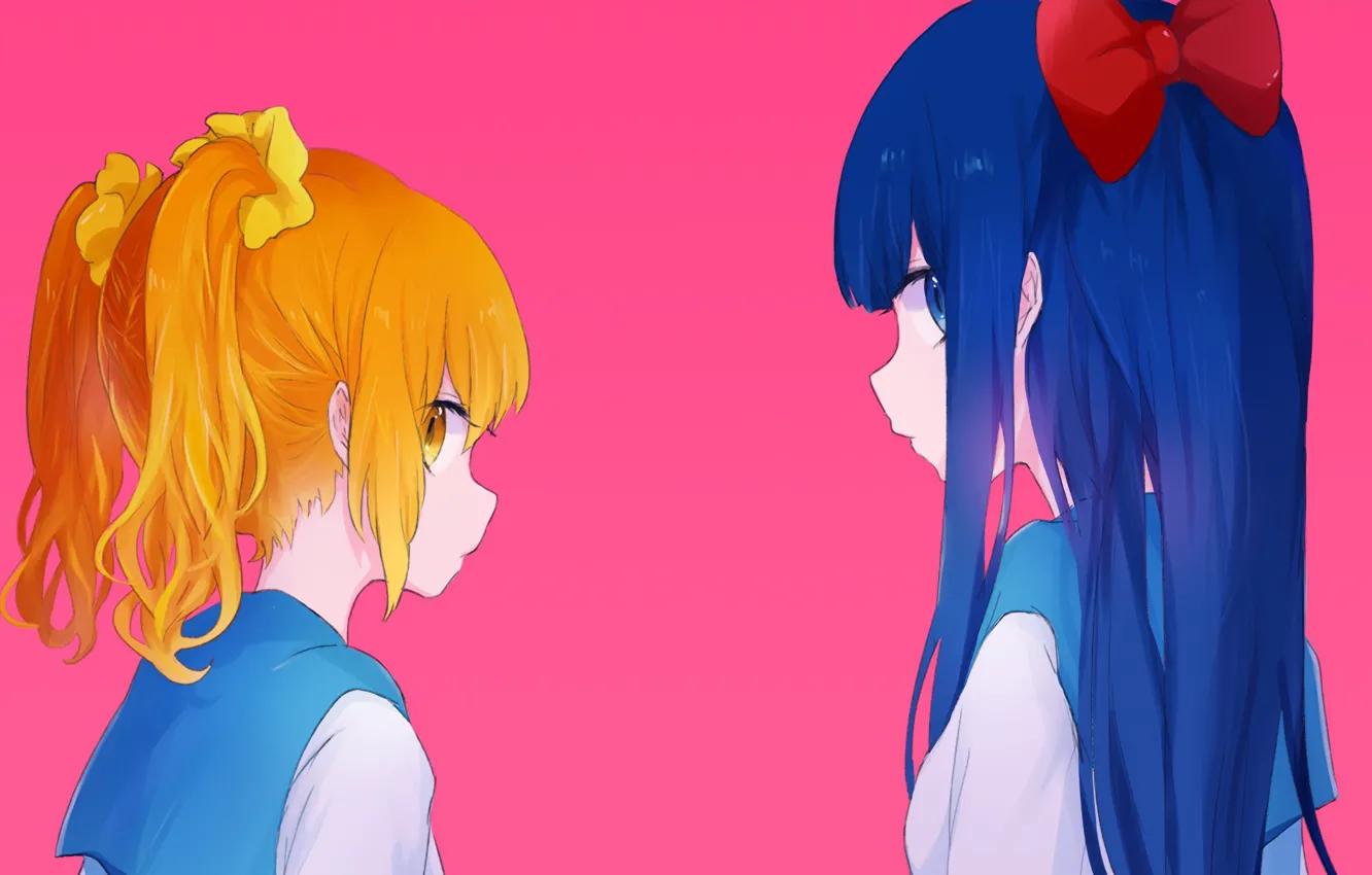 Photo wallpaper anime, girl, pink background, Pop Team Epic