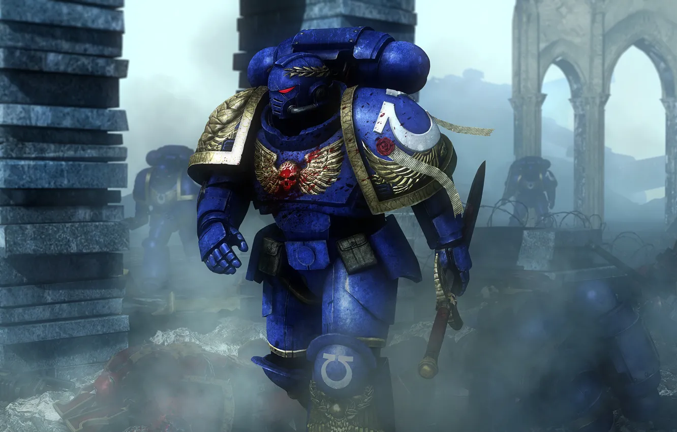 Wallpaper war, sword, helmet, space marine, Warhammer 40,000, power ...