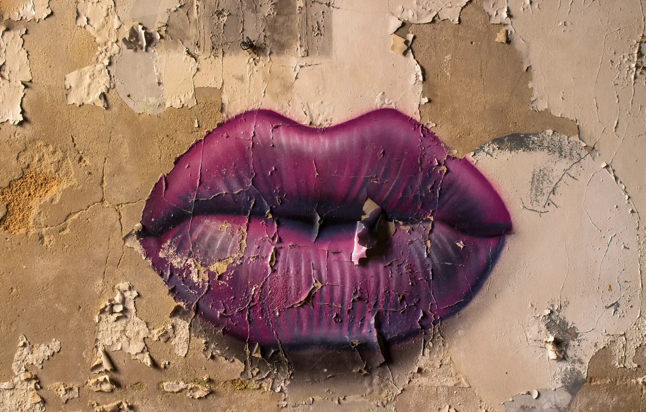 Photo wallpaper background, wall, lips